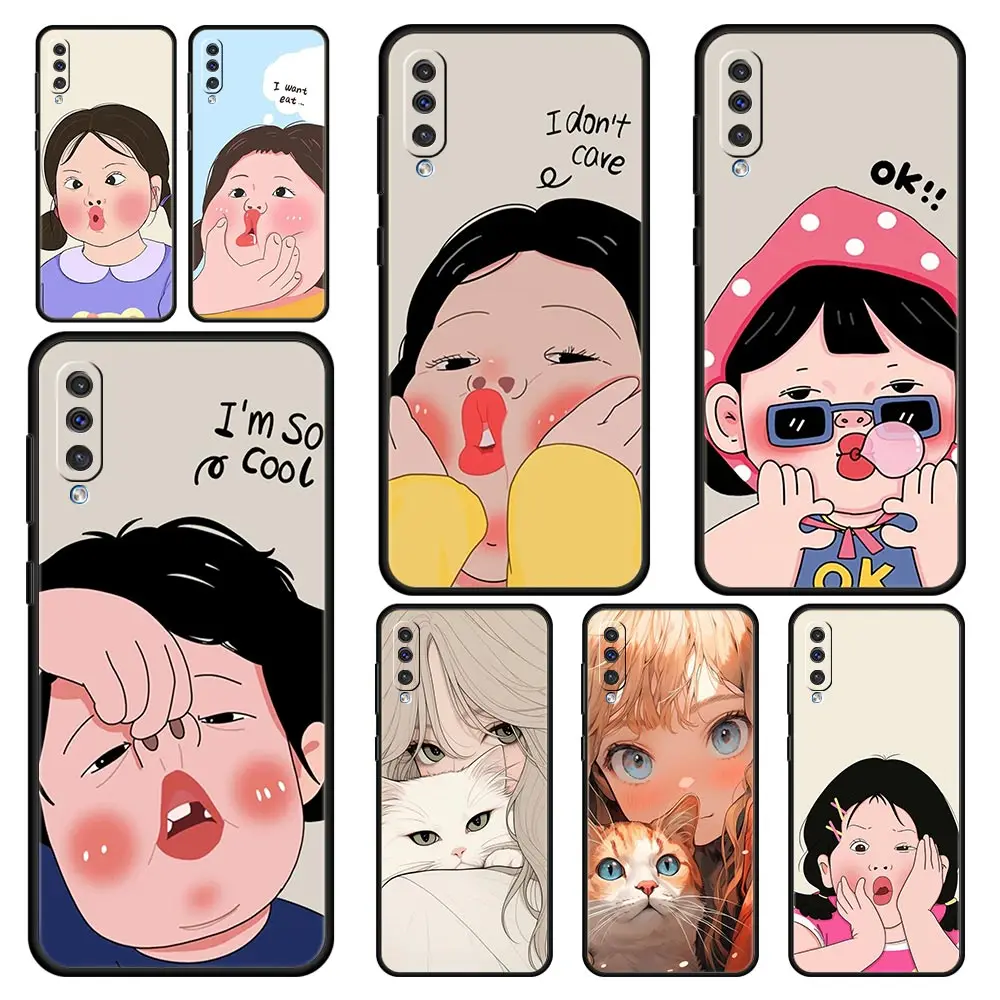 Funda divertida de dibujos animados para Samsung A24 A12 A16 A14 A32 A50 A70 A20E A20S A10S A22 A40 A34 A54 A42 A52 5G A04s A06