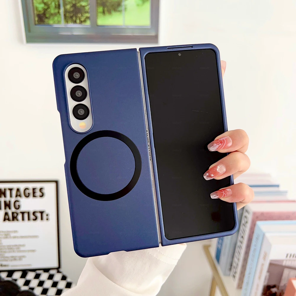Funda de carga inalámbrica magnética de PC dura lisa de 4 colores para Samsung Galaxy Z Fold 3 4 5 6 7 W23 W24 W25 Magsafe cubierta a prueba de golpes - imagen 3