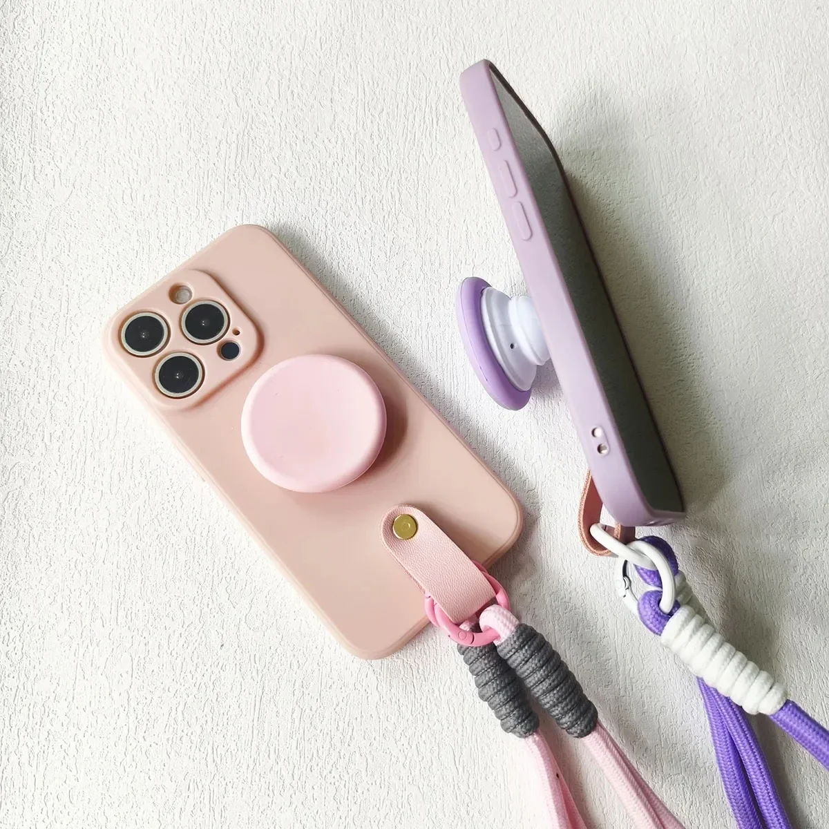 Funda de silicona con soporte para teléfono y correa para la muñeca con cordón para Samsung Galaxy A17 A07 A16 A26 A36 A56 A06 4G 5G - imagen 2