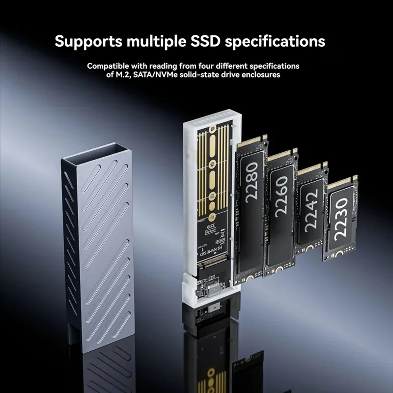 Adaptador de carcasa M.2 NVMe SSD, carcasa RGB M2 SSD, 10Gbps, USB 3,2 Gen2, USB C, carcasa externa NVMe, carcasa de disco duro para teléfono portátil - imagen 5