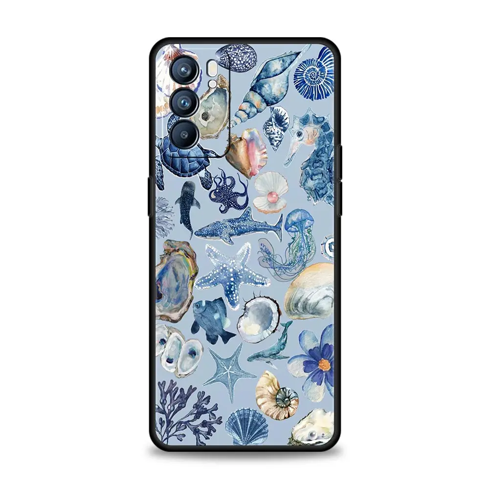 Funda de teléfono para Oppo Reno13 Reno12 Reno11 F Reno10 Pro A54 A53 A95 A76 A74 A57 A98 A80 A79 5G A78 4G cubierta azul animales del océano - imagen 5