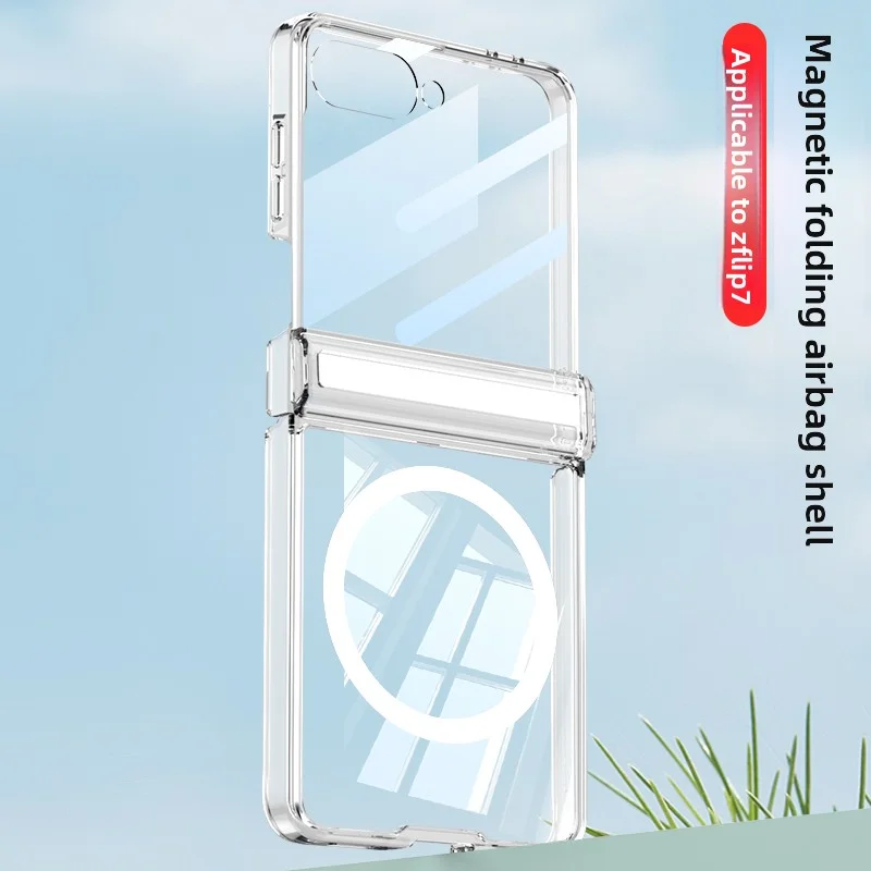 Para Samsung Galaxy Z Flip 7 funda suave airbag transparente bisagra media magnética Magsafe funda protectora trasera para Z Flip 7 Shell - imagen 2