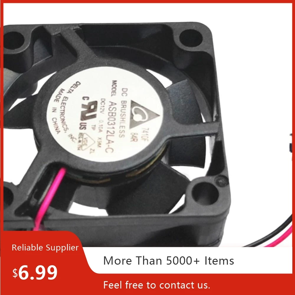 ASB0312LA-C Delta 3010 3cm 12V 0.10A Mini ventilador de refrigeración con rodamiento hidráulico, 8000RPM, 2 cables para electrónica - imagen 2