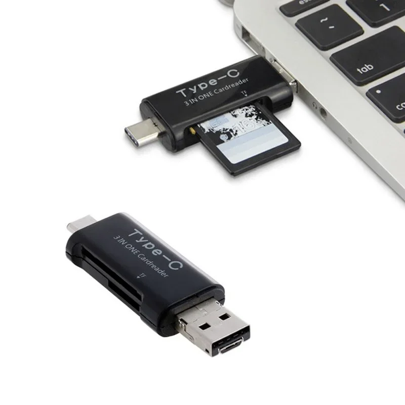 Lector de tarjetas OTG 3 en 1, Micro USB tipo C, USB 2,0, Universal, OTG, TF/SD, para Android, Macbook, ordenador portátil, 1 ud. - imagen 2