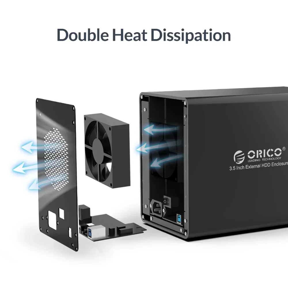 ORICO 4/5 Bay Estación de acoplamiento de disco duro de 3,5 pulgadas para HDD SSD SATA de 3,5 pulgadas a USB 3.0 Estación de acoplamiento HDD de aluminio con Raid - imagen 5