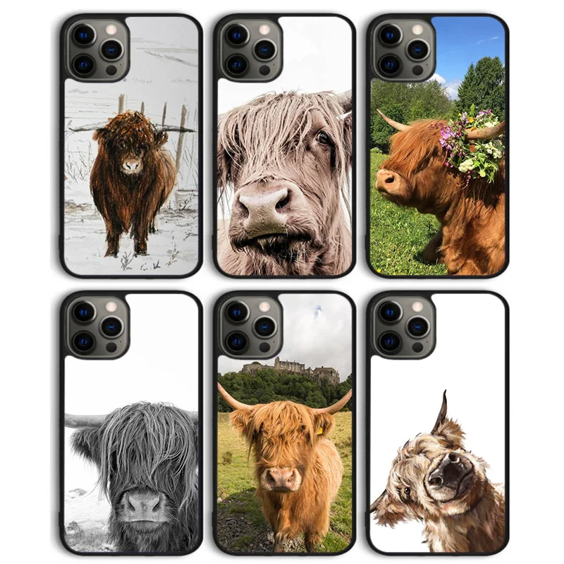 Funda trasera para teléfono Highland Cows para iPhone 17 Air 16 15 14 13 11 12 Pro Max Plus