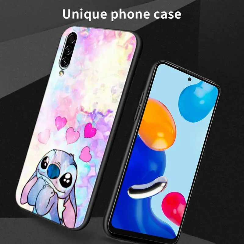 Funda de teléfono para Samsung Galaxy A7, A8, A9, 2018, A30, A30S, A50 S, A20, A70, A10, Note 9, 20, Ultra, azul, rosa, Ángel, dibujos animados de Lilo-Stitch - imagen 4