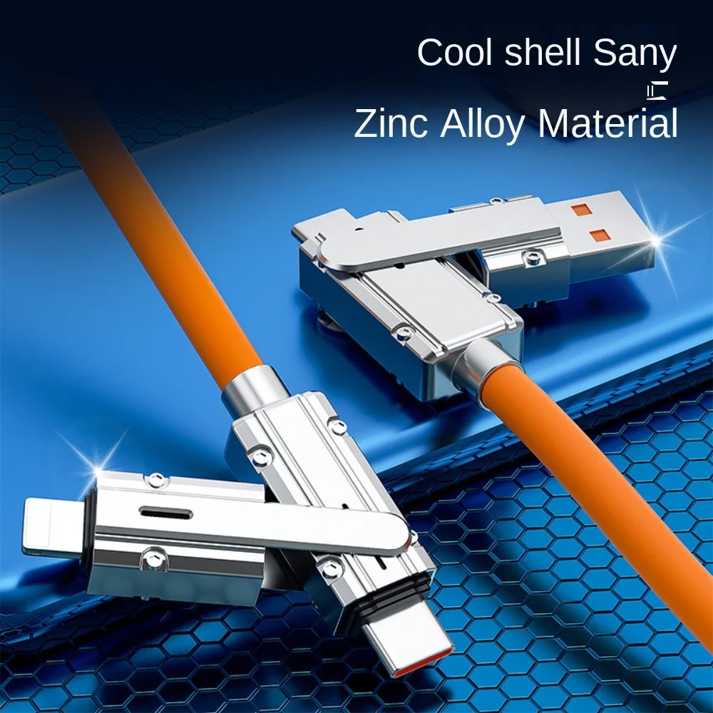 Cable de datos dos a dos 100w carga súper rápida aleación de zinc PD cuatro en uno multiusos tipo c para iluminación - imagen 2