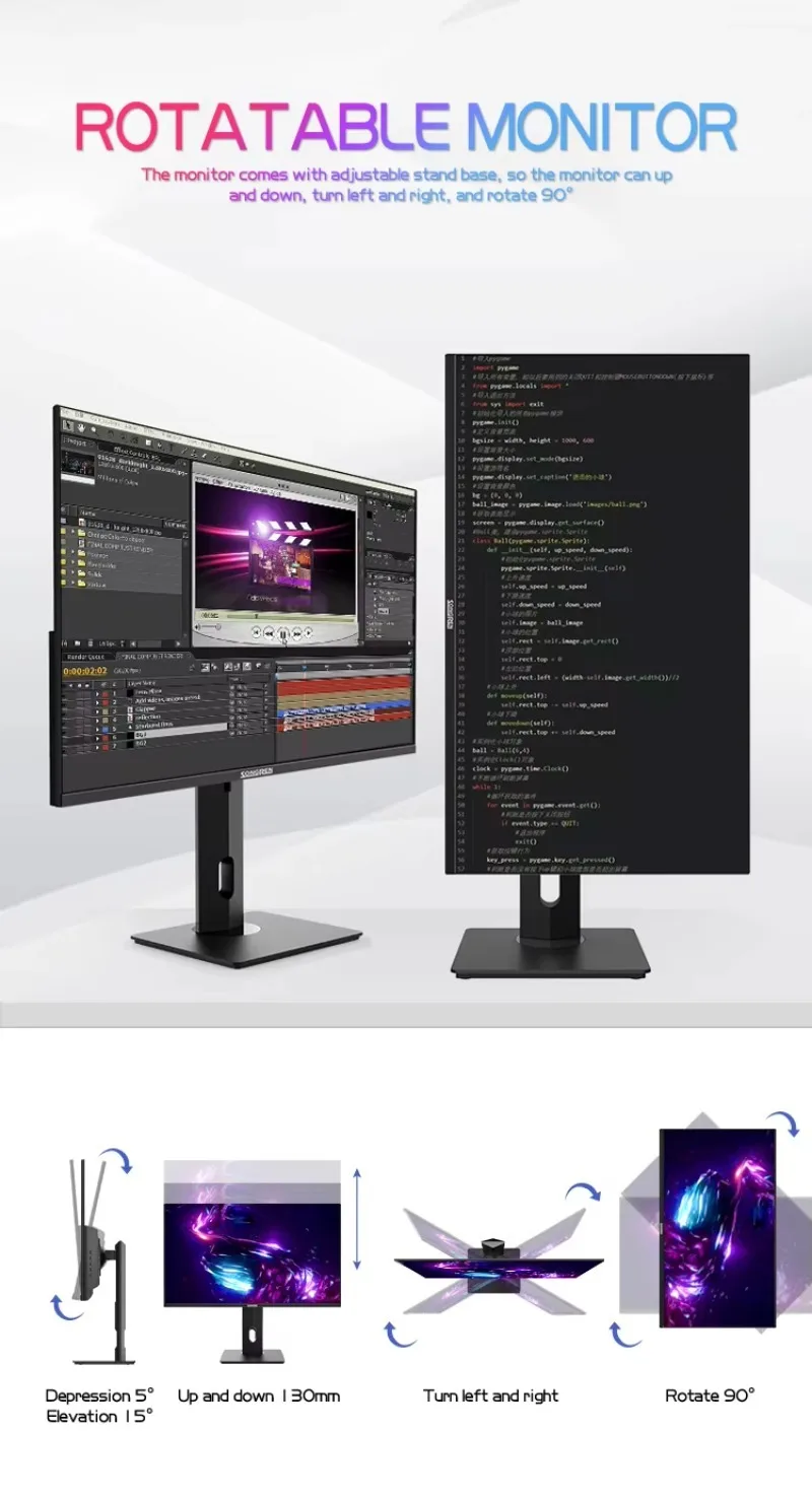 Monitor de computadora IPS LCD 24 pulgadas 27 pulgadas HDR 3840*2160P 4K UHD - imagen 4
