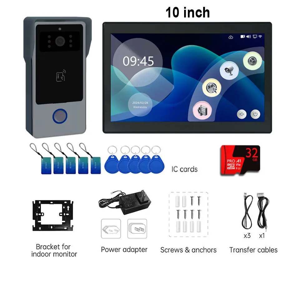 Nuevo Tuya-timbre inteligente de 2 cables, sistema de videoportero Wifi con aplicación remota, tarjeta IC, desbloqueo, 1080P, pantalla táctil de 10 pulgadas - imagen 4