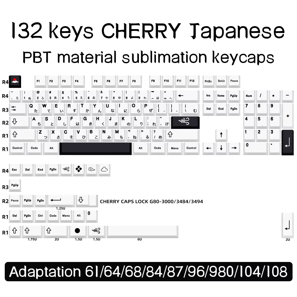 Teclas PBT DYE-SUB Blanco y Negro para Teclado Mecánico Cherry - imagen 5