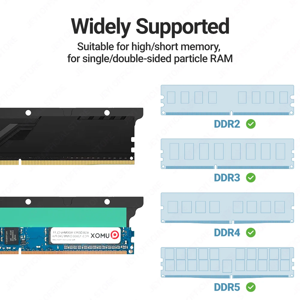 JEYI-disipador de calor de memoria RAM DIY con almohadillas térmicas, enfriador de RAM de escritorio, disipación de radiación DDR para PC DDR2/DDR3/DDR4/DDR5 - imagen 5