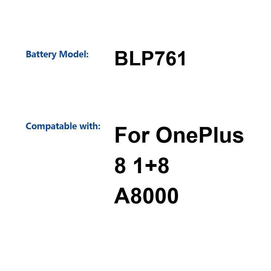 BLP761 Batería para teléfono móvil 4320Mah de alta eficiencia para Oneplus 8 A8000