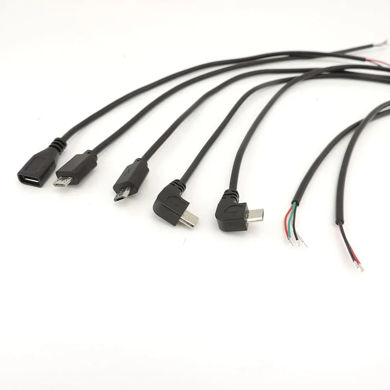 Conector de carga Micro USB 2,0 A, conector macho hembra, cable de soldadura de reparación, 2/4 Pines, 4 cables, cable de carga de datos, bricolaje