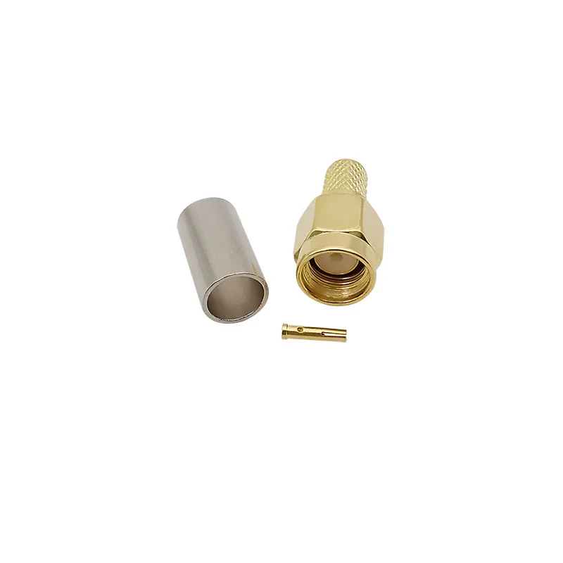 Adaptador de conector RF macho (Pin hembra), RP-SMA para prensado y soldadura, Cable Coaxial RG58 LMR195 LMR200, 10 unidades por lote - imagen 2