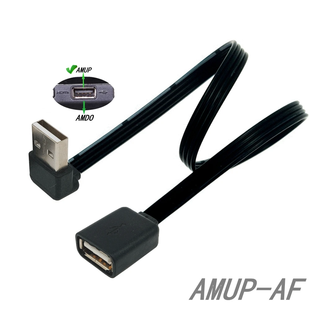 USB 2,0 un macho a hembra Cable adaptador de extensión en ángulo 90 USB 2,0 macho a hembra Cable negro derecho/izquierdo/abajo/arriba - imagen 2