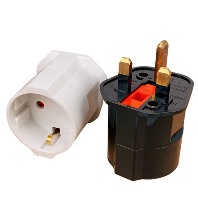 1PCS European 2 Pin to UK 3 Pin Plug Adaptor Euro EU Travel Mains Adapter - imagen 3