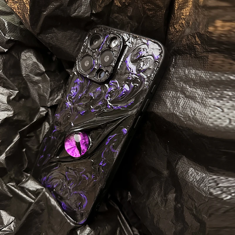 Funda de teléfono de silicona suave con diseño de ojo de demonio fantasma de lujo protección para 16ProMax 14Pro tridimensional realista 1ProMax pareja - imagen 2