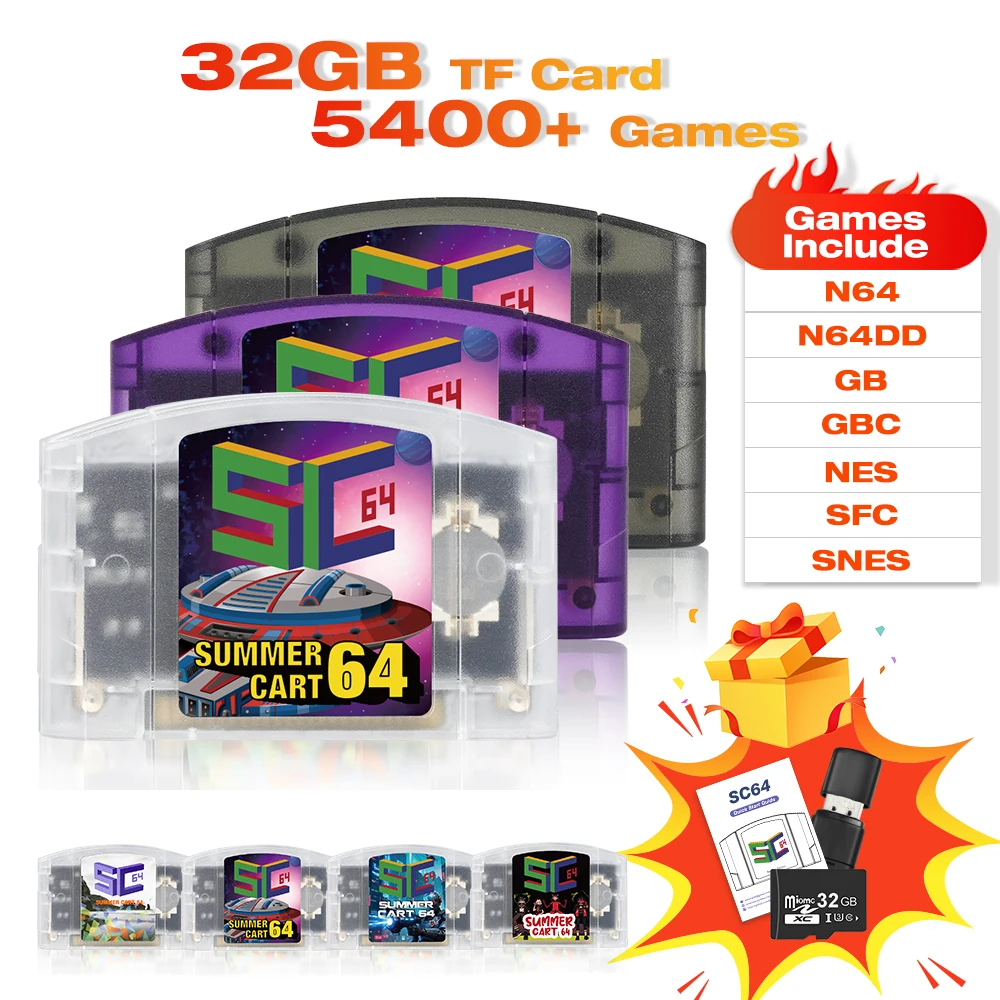 Tarjeta de juego SummerCart64 Open Source N64 para consola de juegos Nintendo 64 con función simulador compatibilidad más de 5400 juegos - imagen 2