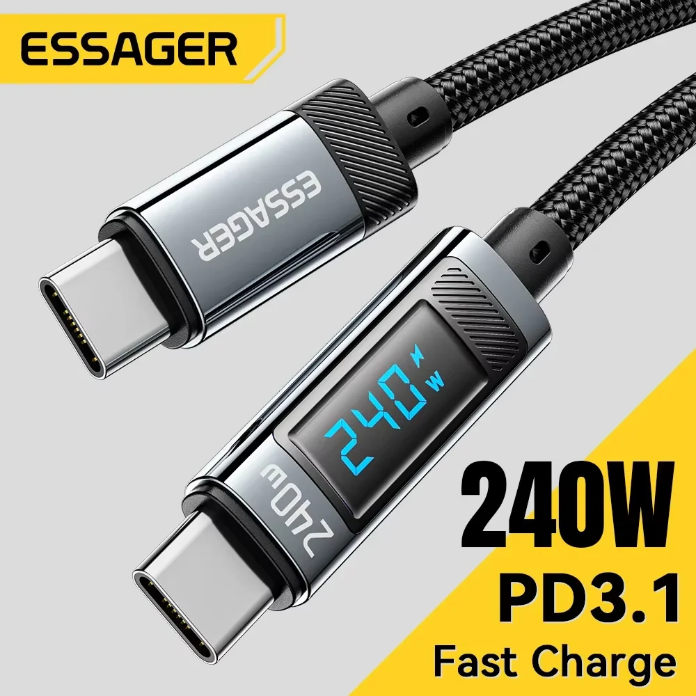 Essager-Cable USB tipo C a USB C de 240W, Cable de carga rápida PD 3,1 de 100W para Macbook Pro, Xiaomi, Samsung, portátil, Cable USBC de 2M - imagen 2