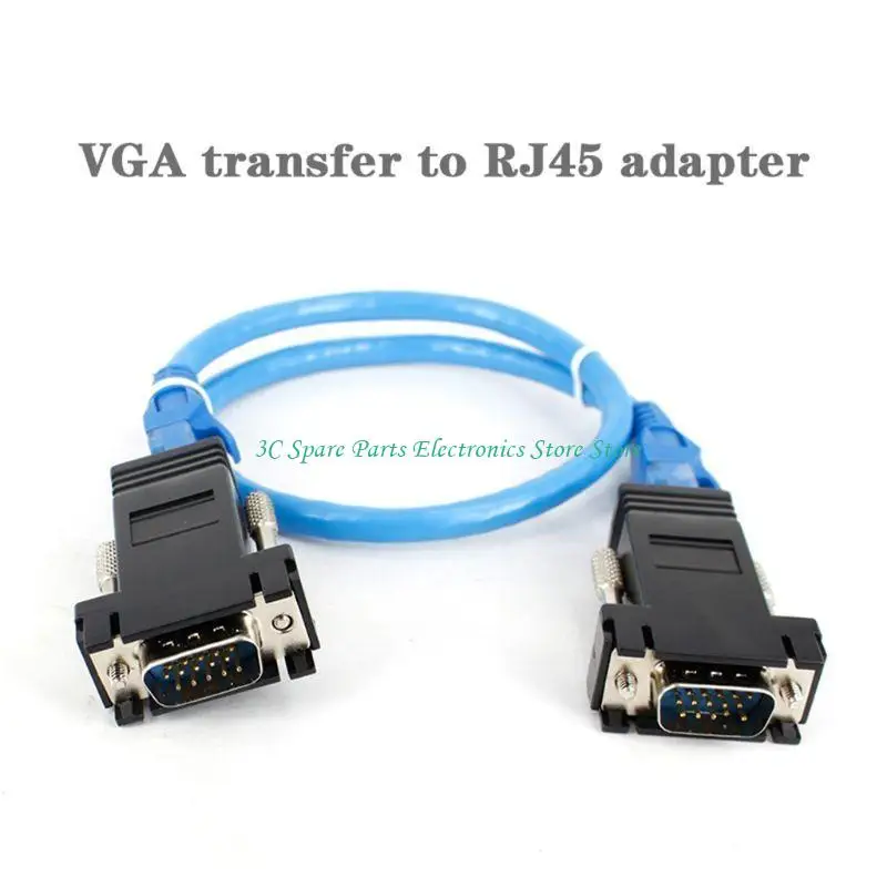 SZ VGA Extensor Macho a LAN Cat5 Cat5e/6 RJ45 Ethernet Convertidor Femenino Adaptador - imagen 2