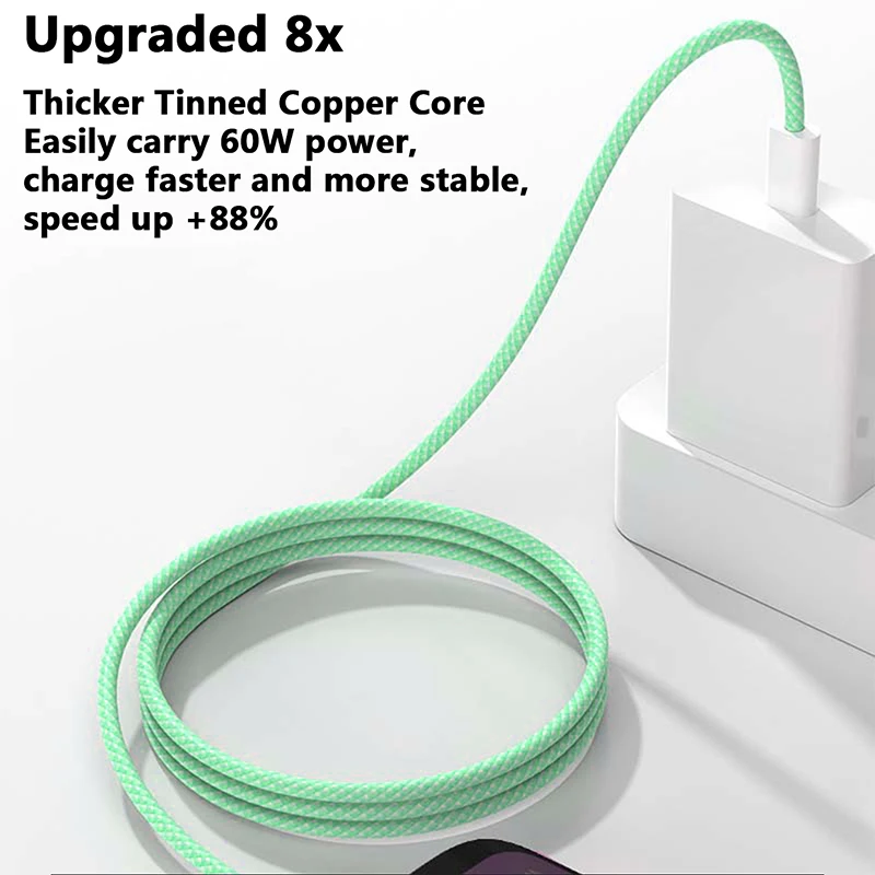 1M 10 Uds 20 piezas Cable USB C a tipo C 60W para Apple Phone 15 PD carga rápida para Huawei Xiaomi Samsung tipo C accesorios de Cable - imagen 5
