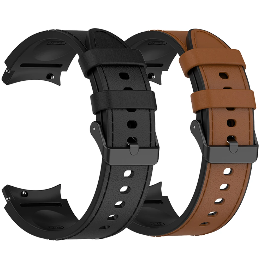 Bandas sin huecos para Samsung Galaxy Watch 7/ 7 LTE 44mm Watch6 4 5Pro 45mm 44mm 40mm Correa pulsera oficial de silicona de cuero suave - imagen 2