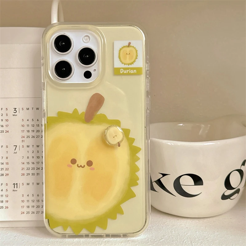 Funda de teléfono Ins Summer Fruit 3D Guava Durian aguacate para iPhone 17 16 15 13 14 Pro Max, funda trasera bonita de dibujos animados a prueba de golpes - imagen 5