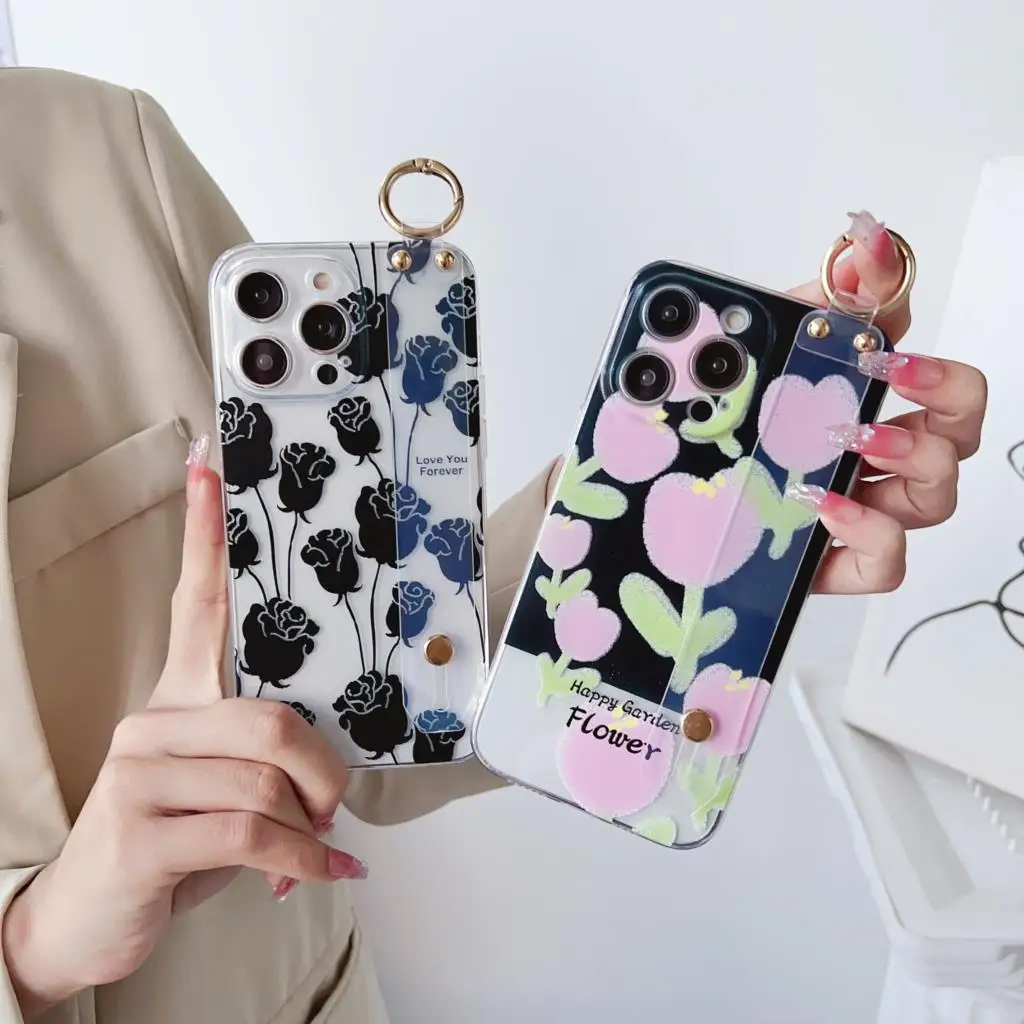 Rosa flor para OnePlus 6 7 8 9 10 11 Pro T R RT Pro funda soporte para correa de muñeca - imagen 3