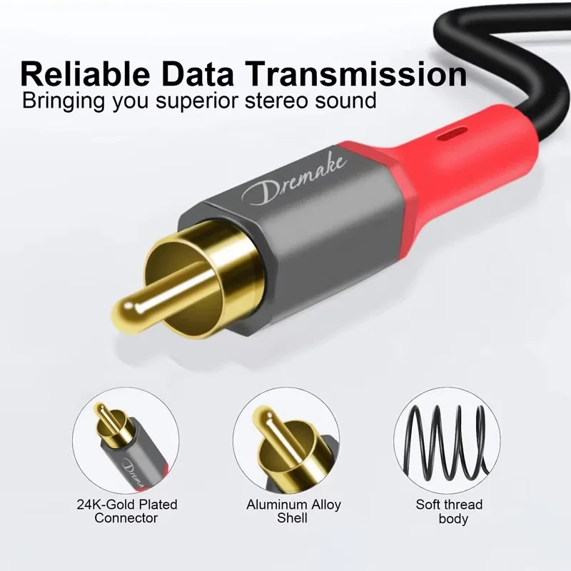 Cable RCA de audio y vídeo 3RCA macho a 3RCA macho Cable AV compuesto chapado en oro de 24 quilates Compatible con amplificador de altavoz decodificador - imagen 3