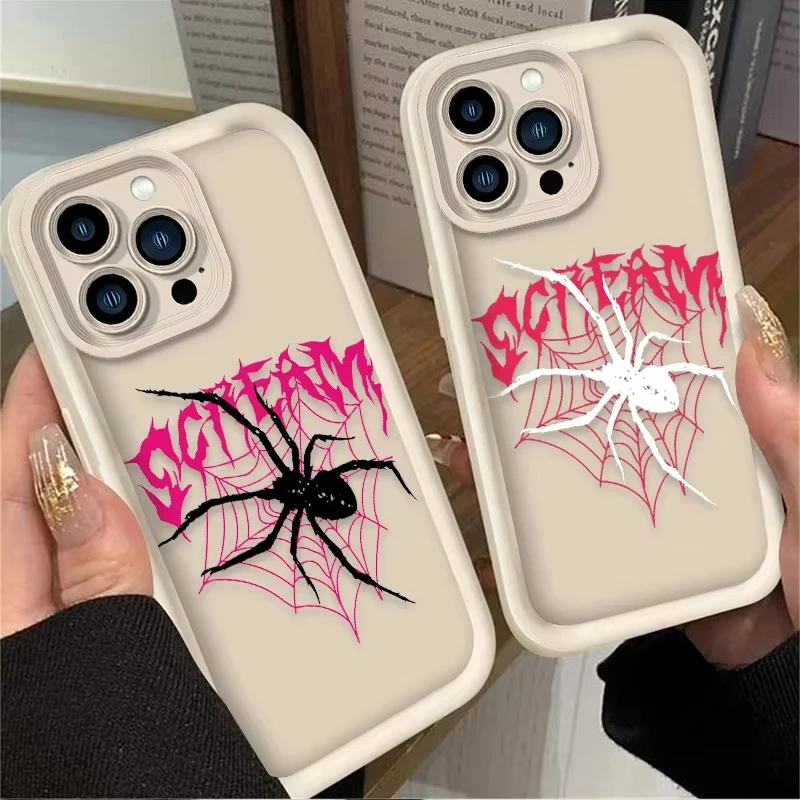 Funda de teléfono con diseño de araña a la moda para iPhone 16e 16 15 14 13 12 11 Pro Max XSMax XR 7 8 Plus, funda trasera de silicona a prueba de golpes - imagen 2