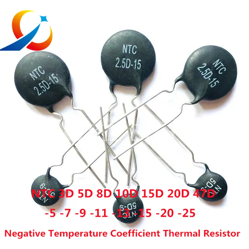 Coeficiente de temperatura negativo de termistor, 10 piezas, NTC, 1.5D, 2.5D, 3D, 5D, 8D, 10D, 12D, 16D, 20D, 33D, 50D, 5-7-9-11-13-15-20-25, nuevo - imagen 3