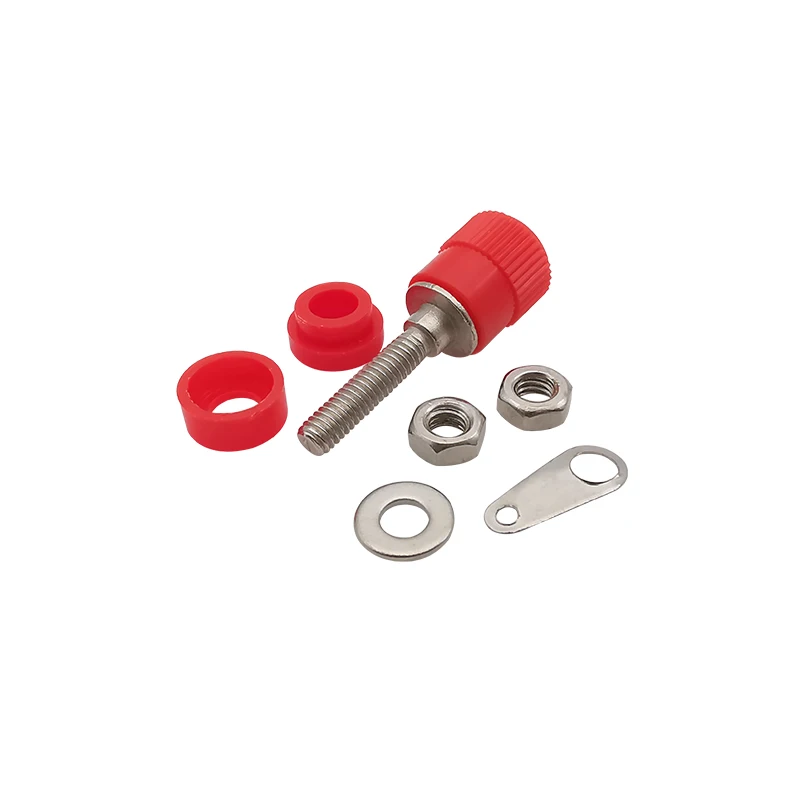 5 pares Rojo Negro 4mm conector Banana hembra Terminal tuerca montaje en Panel conector de poste de encuadernación agujero trasero apto para conector Banana de 4mm - imagen 4