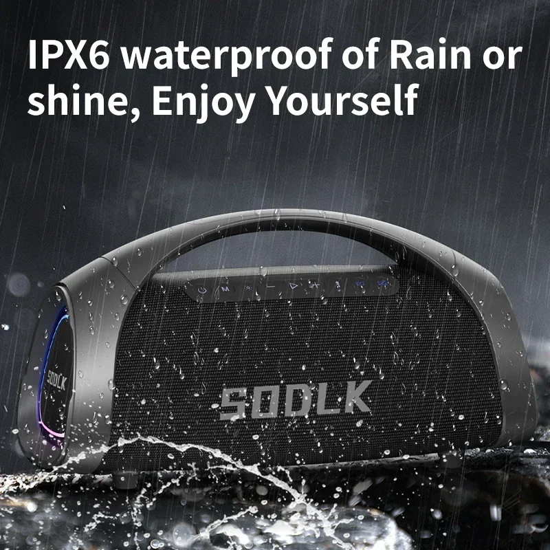 Altavoz Bluetooth inalámbrico portátil de alta potencia de 320W IPX6 resistente al agua graves pesados con micrófonos duales para Karaoke - imagen 5