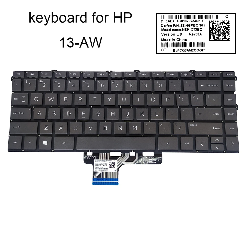 Teclado retroiluminado para ordenador portátil, accesorio para HP Spectre X360 13W 13-AW AE000 13-AC 13-W030 W010 13-ad000 13-ad 9z. Necbq.20e - imagen 3