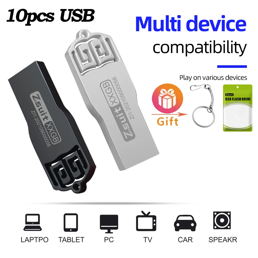 ZSUIT-memoria USB Fash Drive SX, pendrive creativo de Metal, 4GB, 8GB, 16GB, 64GB, 128GB, regalo con logotipo personalizado, disco U de 10 piezas