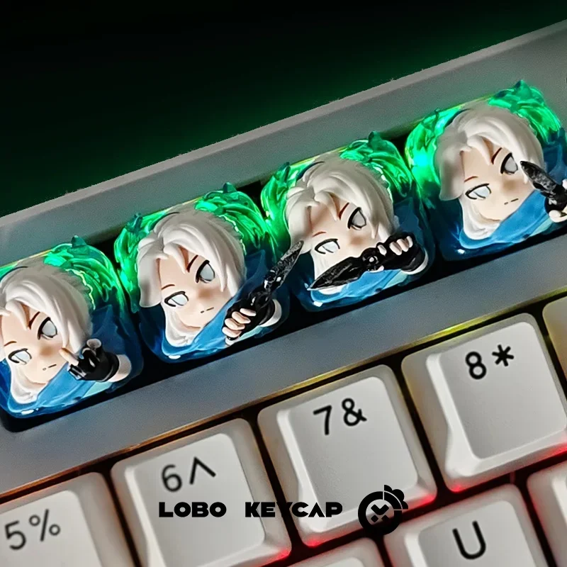 Lobo Jett Keycaps VALORANT Anime Keycap duel Teclado mecánico Keycaps resina transparente personalizado Pc accesorios jugador regalo - imagen 5