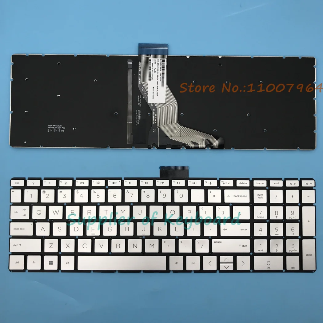 Nuevo teclado Inglés para HP Pavilion 15-CC123cl 15-CC159nr 15-CC178cl 15-CC183cl portátil retroiluminado plateado/negro - imagen 2