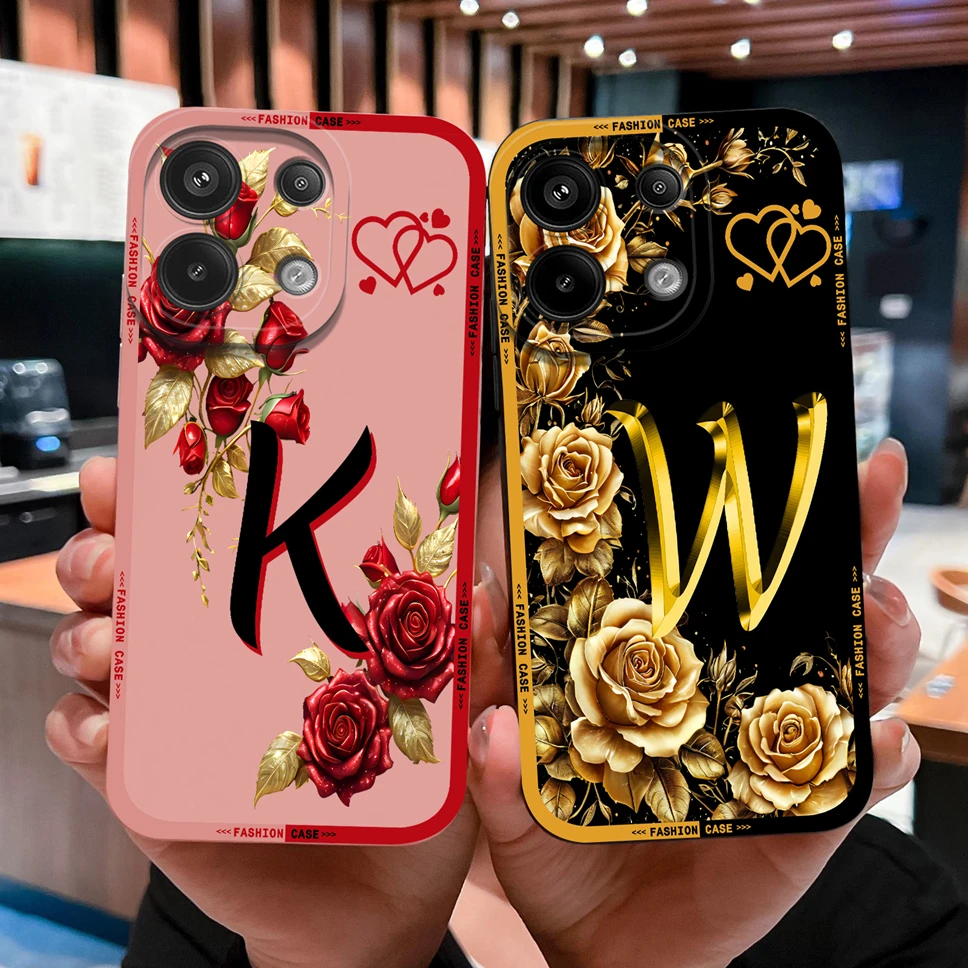 Para Redmi Note 13 Pro Plus 4G 5G funda de teléfono letras de nombre cubierta de silicona líquida suave y lisa para Redmi Note13 parachoques de alta calidad