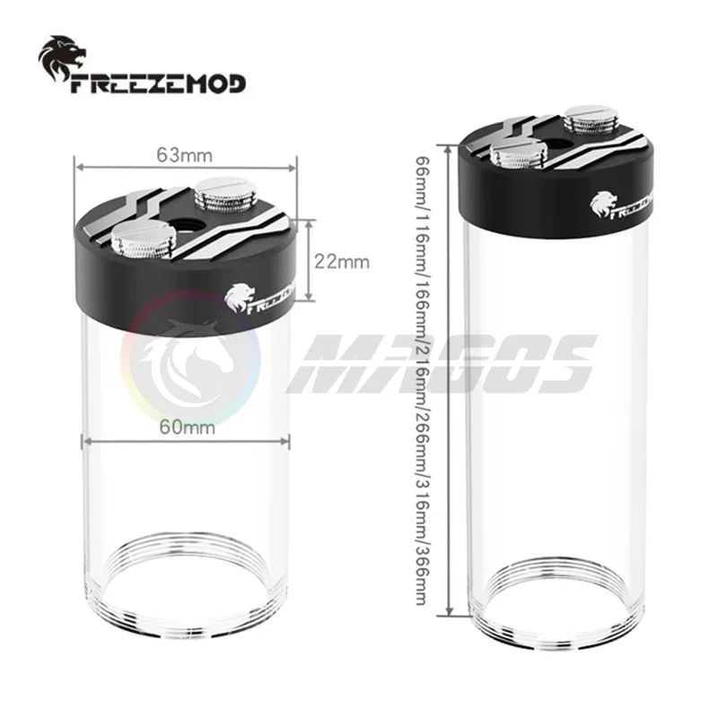FREEZEMOD Cubierta de metal Depósito de 60 mm para bomba de agua Tanque de expansión AIO Desespumante incorporado, 60-310 mm de longitud 3 colores - imagen 2