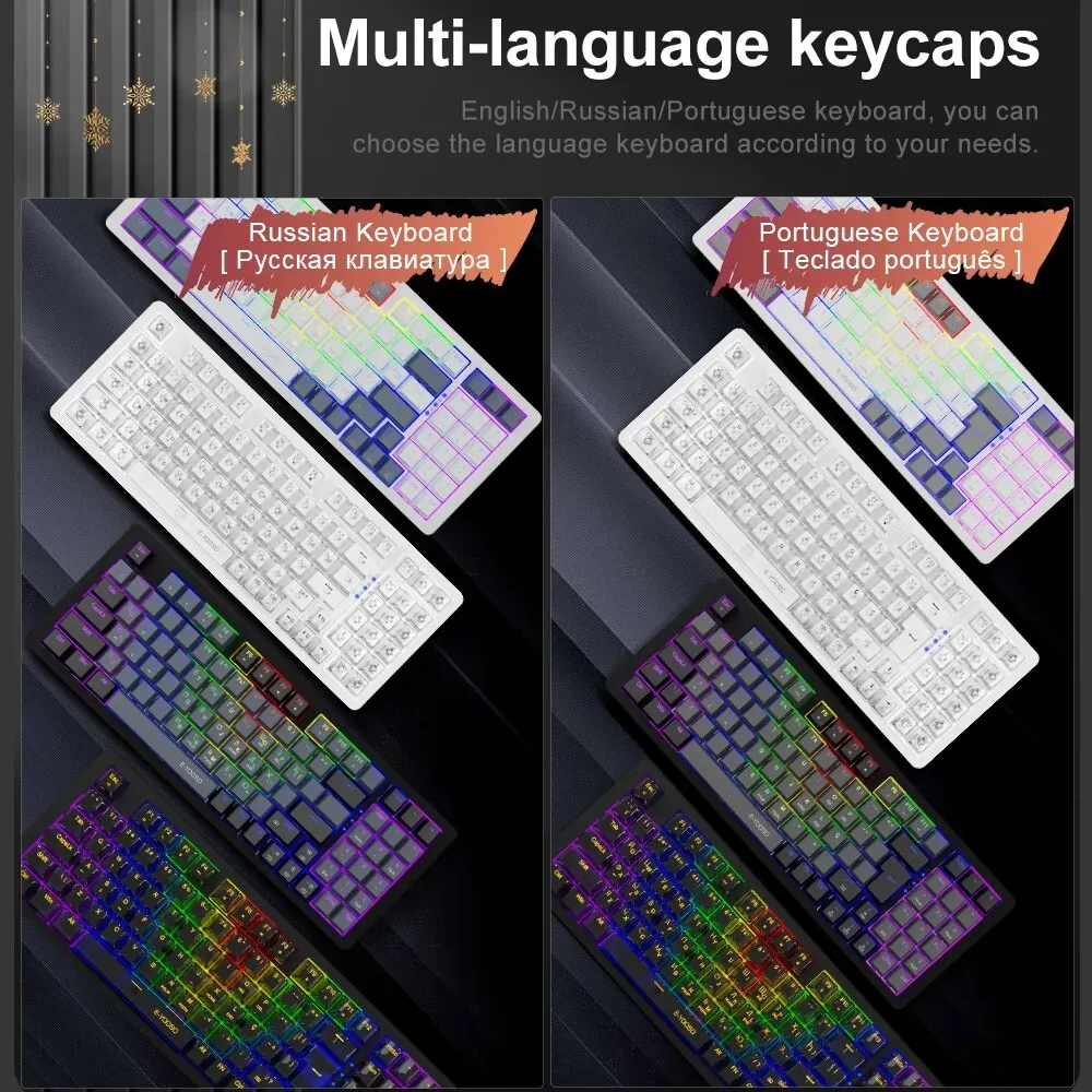 E-YOOSO Z94 Teclado mecánico USB para jugar con cable monocromático retroiluminado 94 teclas ruso brasileño portugués para ordenador portátil PC - imagen 3