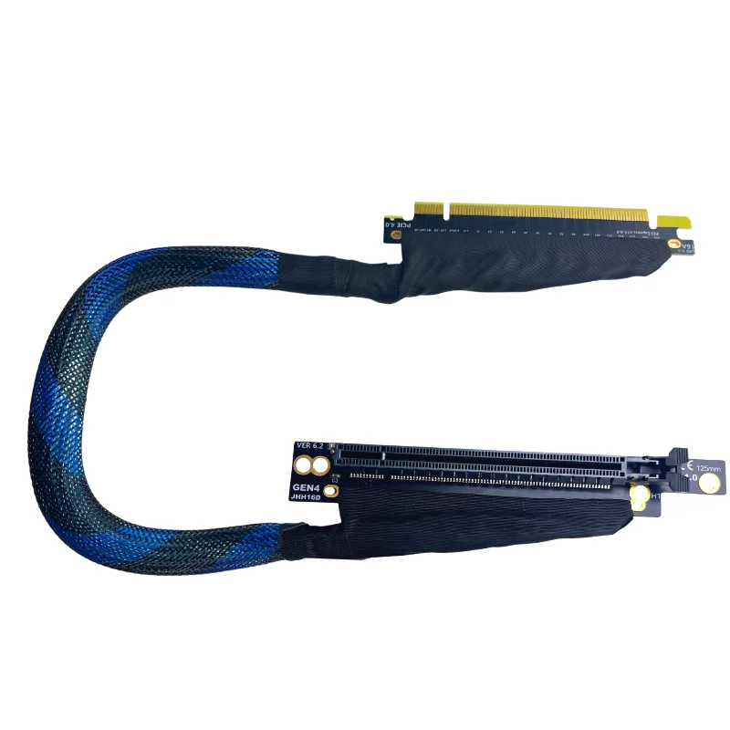 Cable de extensión de tarjeta gráfica PCIE X16 4,0 Premium, Conector de 270 grados con manga de malla trenzada para servidor de procesamiento IA - imagen 2