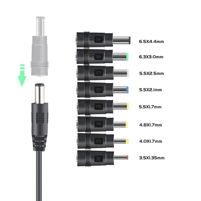 Cable de alimentación USB tipo C PD a 12V, conector de clavija CC de 5,5x2,1mm, adaptador Universal 8 en 1 para ventilador de módem de enrutador Wifi - imagen 3