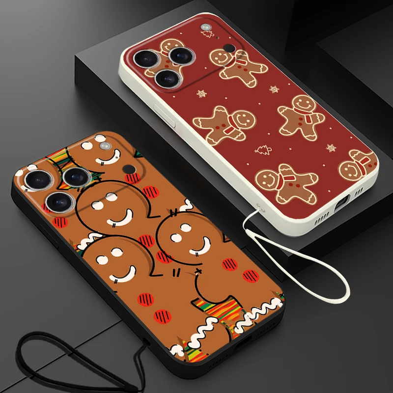 Funda suave navideña de hombre de jengibre para iPhone 11 12 13 Pro Max 7 8 16 14 15 Plus 17 Air XS XR 16e
