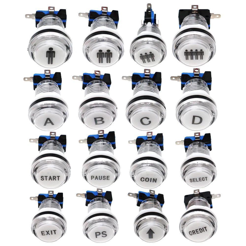 Botón LED redondo Arcade de 30mm, pulsador colorido de 12V con 1P, 2P, moneda, inicio, pausa, salida, selección, botón adhesivo - imagen 3