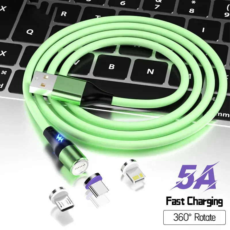 Cable de datos USB tipo C magnético de carga rápida 5A para IPhone Huawei Xiaomi Samsung OPPO Micro imán Cable de silicona para Android - imagen 2