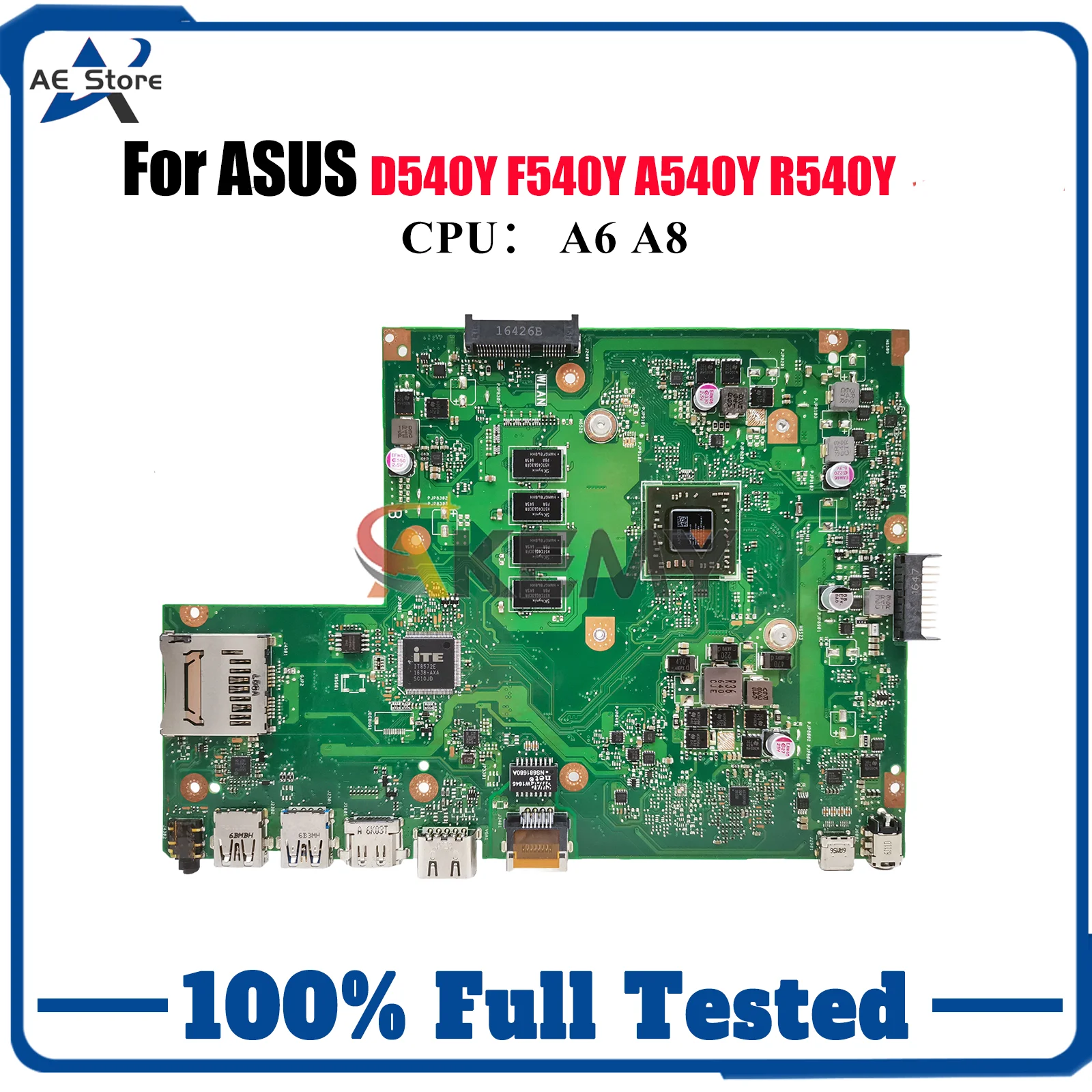 Placa base para ordenador portátil X540YA para ASUS VivoBook X540Y D540Y F540Y A540Y R540Y X540YA placa base para portátil con CPU A6 A8 100% pruebas OK