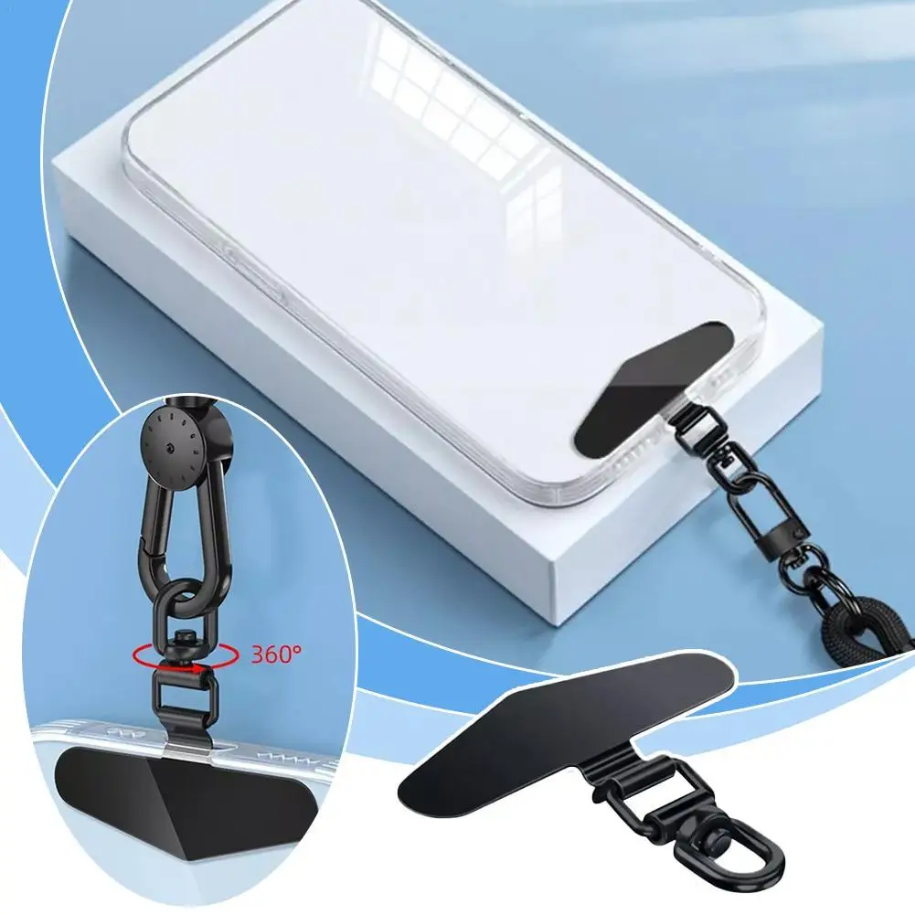 Clip de cordón para teléfono móvil, junta de Metal fuerte ultrafina de acero inoxidable, pegatina trasera anticaída, pieza de conexión, cuerda antipérdida