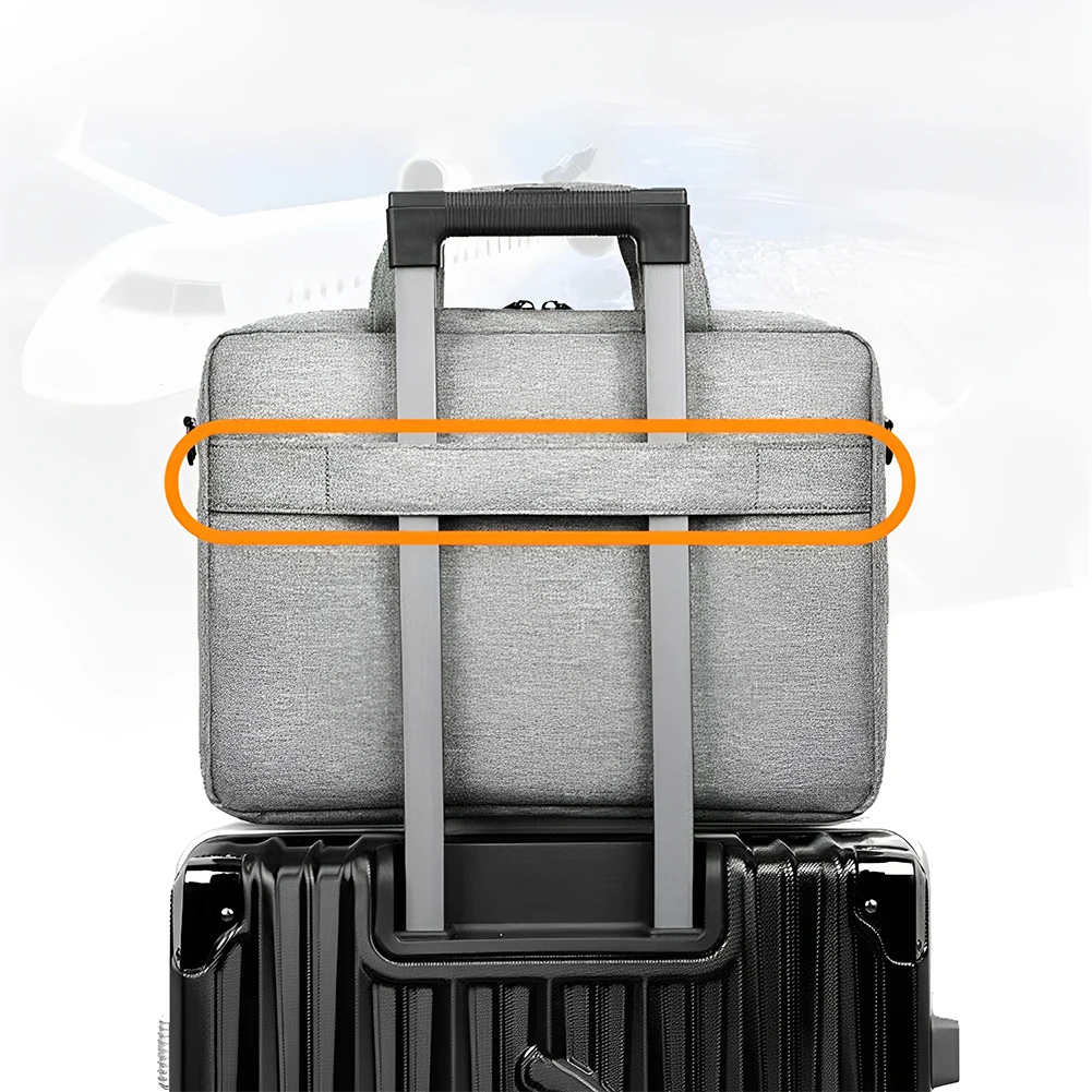 Estuche de transporte para ordenador portátil, bolso cruzado a prueba de golpes para ordenador portátil, funda acolchada impermeable para portátil, bolsa protectora para portátil con 3 compartimentos - imagen 3