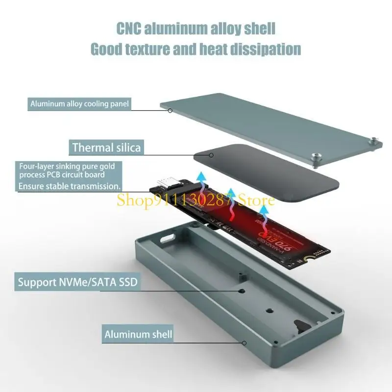 J1HC M.2 SSD Cubro NVME 10GBPS PCIE SSD Box M.2 NVME SSD Disk M.2 SSD Case - imagen 4
